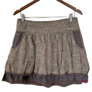 TAUPE Floral Miniskirt Ditsy Floral Fairy Grunge Whimsical Size 6 edc by Espirt